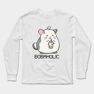 Bobaholic Pixel Mouse Loves Boba Tea! Long Sleeve T-Shirt